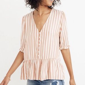 Madewell Ruffle-Hem Top in Stripe
